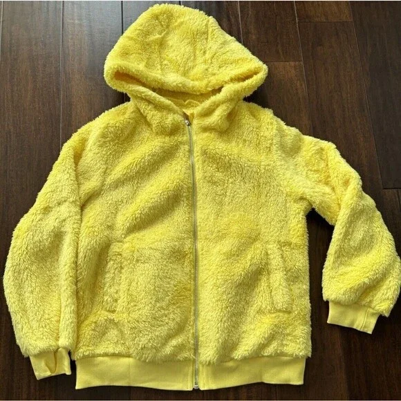 Haloumoning Girls Fleece Jackets Zipper Soft Sherpa Outwear Coat With Pockets L
